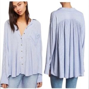 Free People Magic Breeze Light Blue Button Down Shirt L